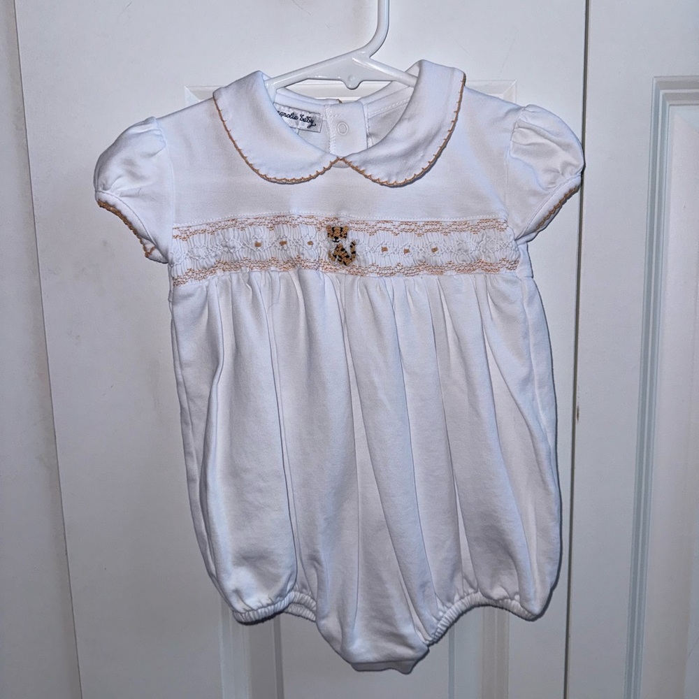 Tiger White Smocked Bubble